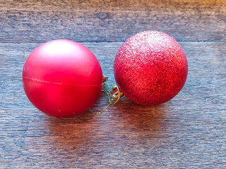 bright balls on an old wooden board