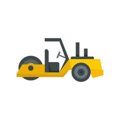 Work road roller icon flat isolated vector