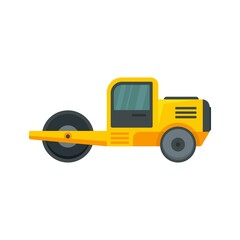 Danger road roller icon flat isolated vector