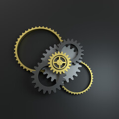 3d rendering industy metallic gear