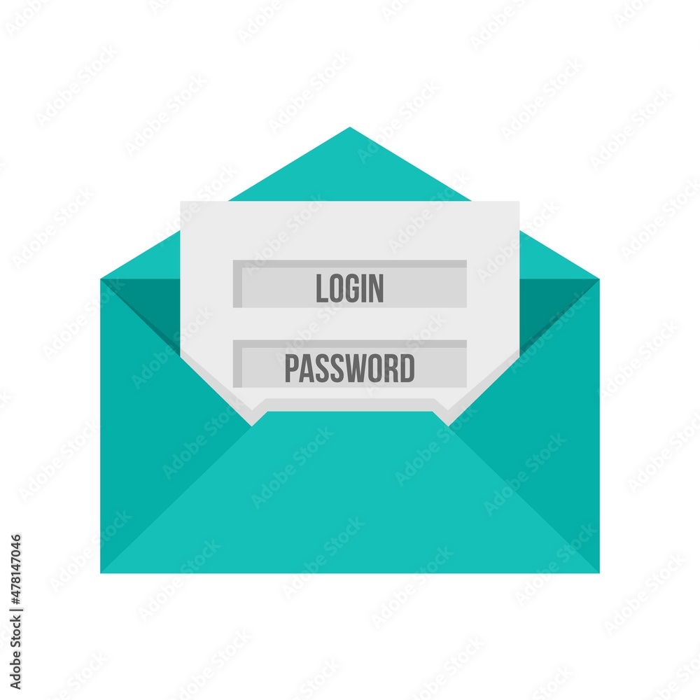 Poster email login password icon flat isolated vector