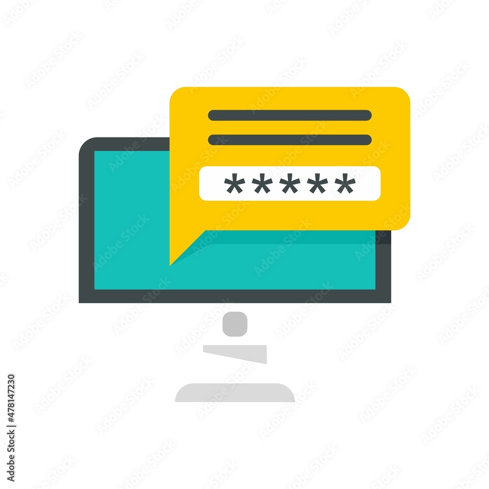 Poster secured computer password icon flat isolated vector