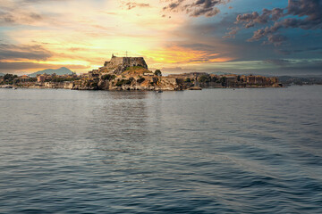 Old Venetian Fortress sunset. Kerkyra, Corfu, Greece.