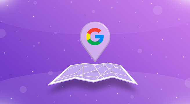 Location Gps Point With Google Logo Above The Open Map 3d