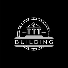 Vintage Law Building Justice Symbol Logo Design