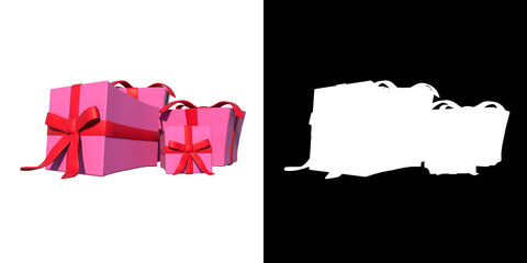 Group of gifts 4-white background alpha png 3D Rendering Ilustracion 3D