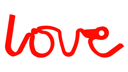 Word sign love 2-white background Rendering Ilustracion 3D