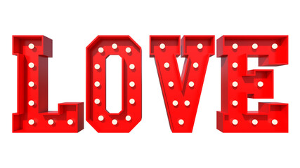 Word sign love 3-white background 3D Rendering Ilustracion 3D