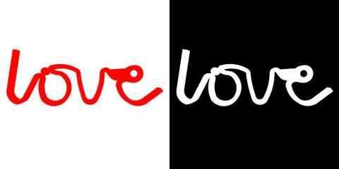 Word sign love 2-white background alpha png 3D Rendering Ilustracion 3D