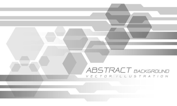 Abstract Grey Geometric Cyber Technology Futuristic Design On White Background Vector