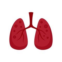 Lungs measles icon flat isolated vector