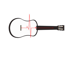 Illustration of guitar and heartbeat