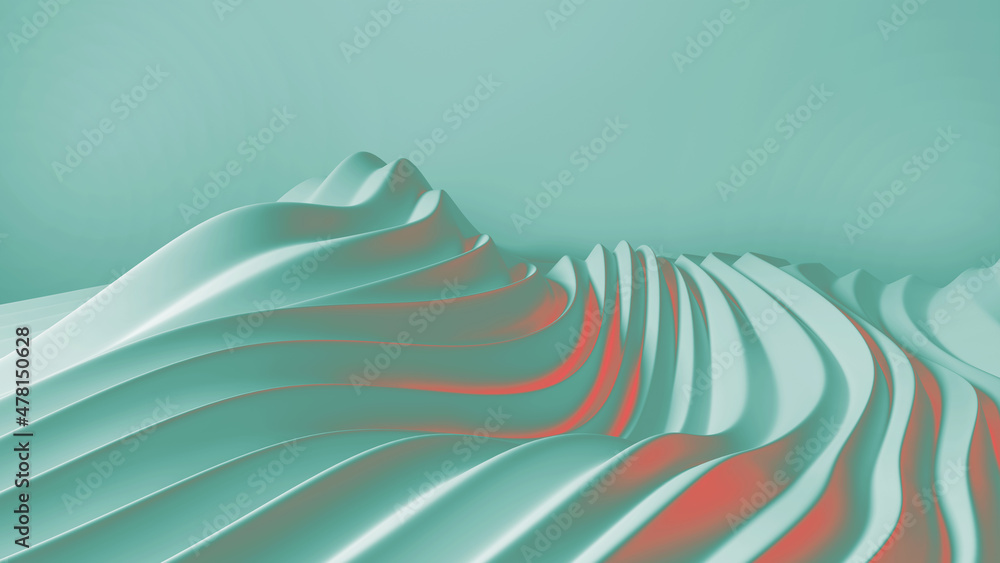 Poster abstract background with curved wave lines. 3d render illustration
