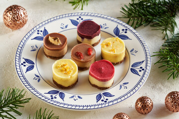 Raw vega Christmas cookies made of goji, cacao, lemon, blueberry, raspberry