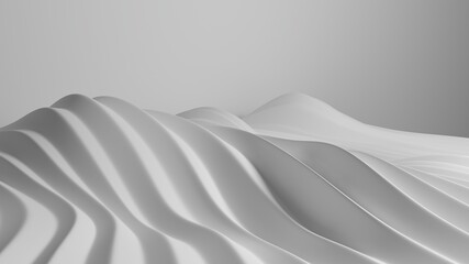Elegant white background with curved wave lines. 3d render illustration