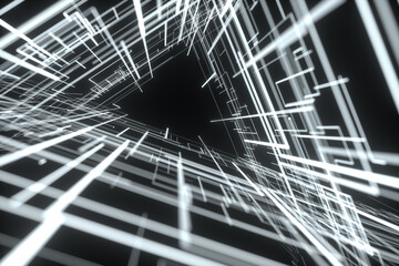 3D rendering neon glow line