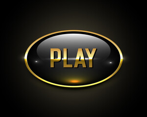 Gold button Play. VIP luxury button Play. Vector illustration.