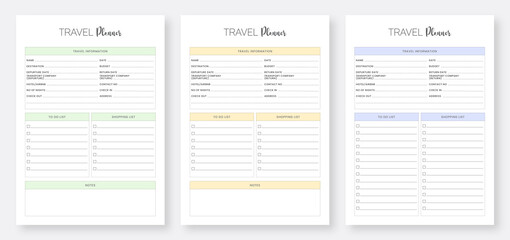 Travel Planner Template. Printable Travel Planner Template Set. Minimalist Planner Page Template Set.
