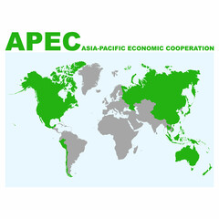 Naklejka premium vector map with location of the Asia Pacific Economic Cooperation for your project