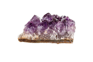 Fototapeta premium Amethyst Crystal Druse macro mineral on white background