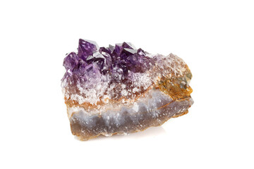 Amethyst Crystal Druse  macro mineral on white background