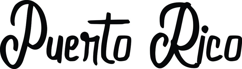 Puerto Rico Beautiful Cursive Text Calligraphy