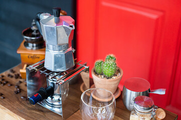 champagne bottle and glasses on table