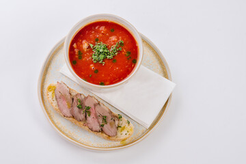 Tuscan soup with white beans and smoked duck breast