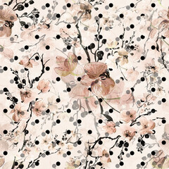  Abstract seamless drawn pattern exotic lovely orchid flowers 