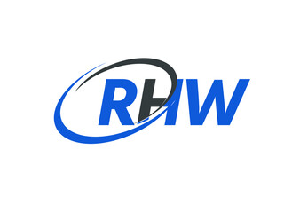RHW letter creative modern elegant swoosh logo design
