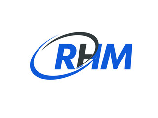 RHM letter creative modern elegant swoosh logo design