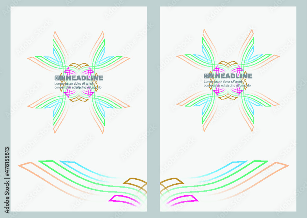 Poster color line pattern graphics vector white background simple cover template