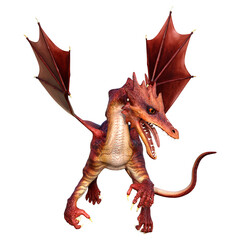 3D Rendering Fairy Tale Dragon on White