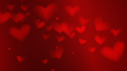 Vector background for Valentine's Day or another holiday. Glare in the shape of a heart on a red gradient background. Saturated colors