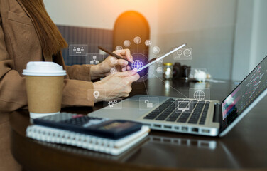 Business digital finance marketing chart, Future technology innovation background, Digital transformation stock marketing concept.