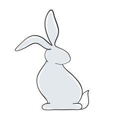 Obraz premium Easter rabbit bunny grey hand drawn for holiday card design