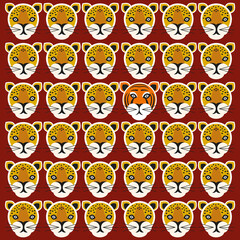 Leopards and one tiger - illustration in the year of the tiger - suitable as wrapping paper, carpet design or decoration
