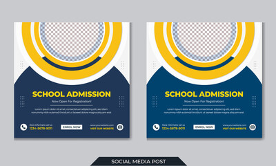 School admission social media post or web banner template