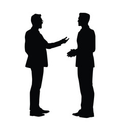 The Silhouette Of Two Men Having A Discussion