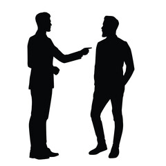 The Silhouette Of Two Men Having A Discussion