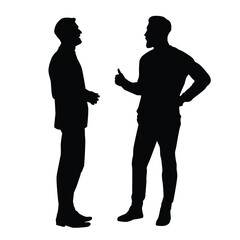 The Silhouette Of Two Men Having A Discussion