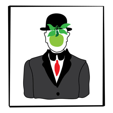 The Son Of Man By Rene Magritte. Vector Illustration