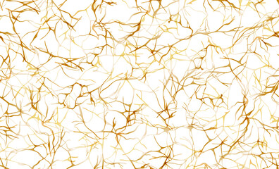 Gold thin lines organic seamless pattern. Bifid branchy organic background. Twiggy dendritic seamless ornament. Gold lines thin ramose texture. Premium wedding background design.