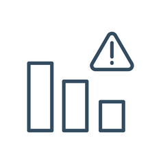 Graph icon with exclamation mark. Graph icon and alert, error, alarm, danger symbol
