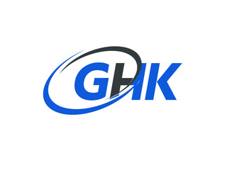 GHK letter creative modern elegant swoosh logo design
