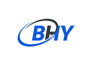BHY letter creative modern elegant swoosh logo design