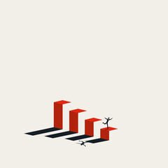 Business crash and failure vector concept. Symbol of bankrutpcy, crisis, market decline. Minimal illustration.