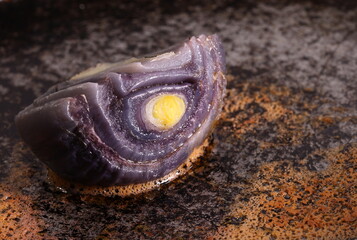 Boiled red onion in a pan