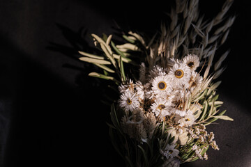 Bouquet of flowers with a dark background 