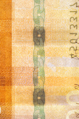 Security strip on 500 NOK banknote. Security strip on Norwegian krone banknote created to prevent...